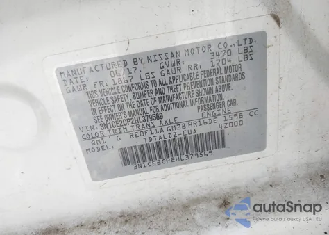 2017 Nissan Versa Note Sv from USA, damaged, VIN 3N1CE2CP2HL379569